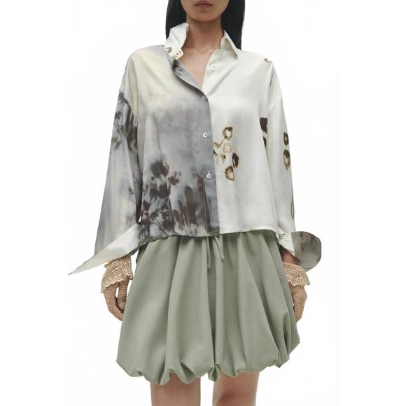 NEW CORDERA balloon mini skirt in salvia